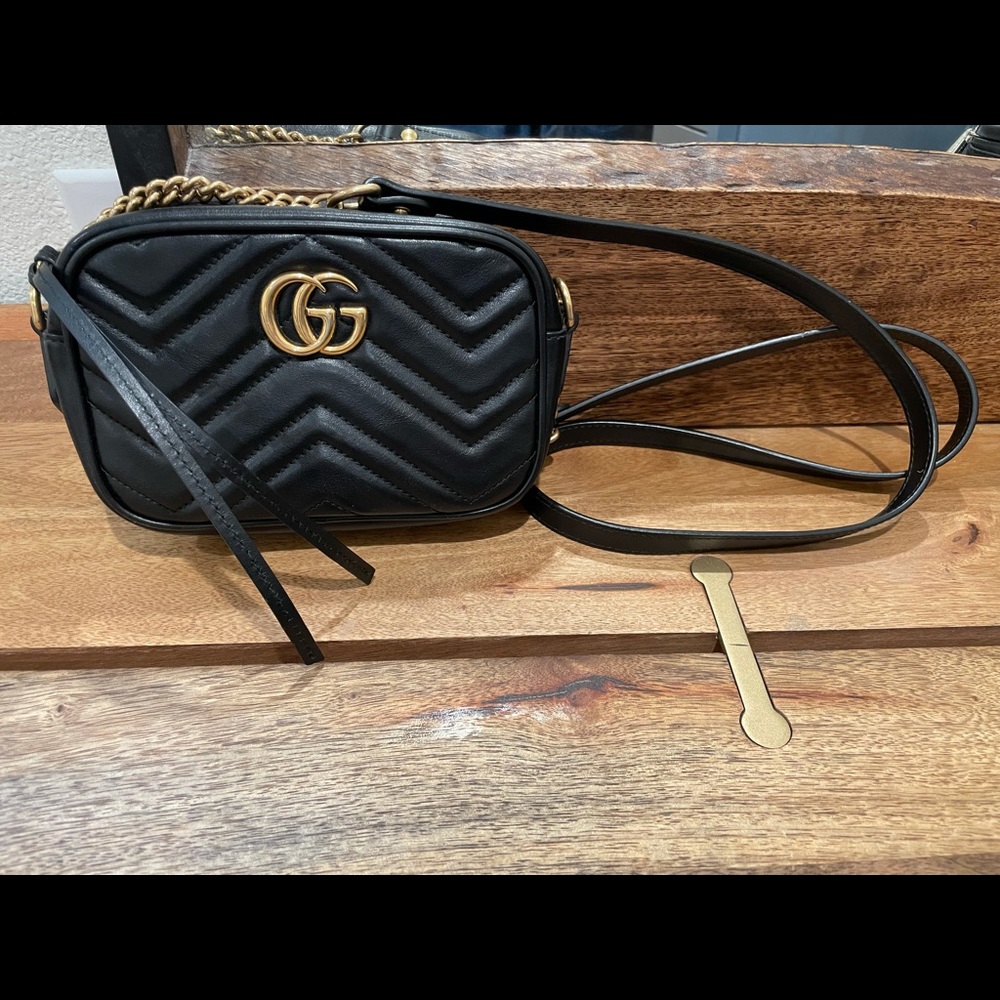 Authentic Gucci GG marmont mini chevron bag